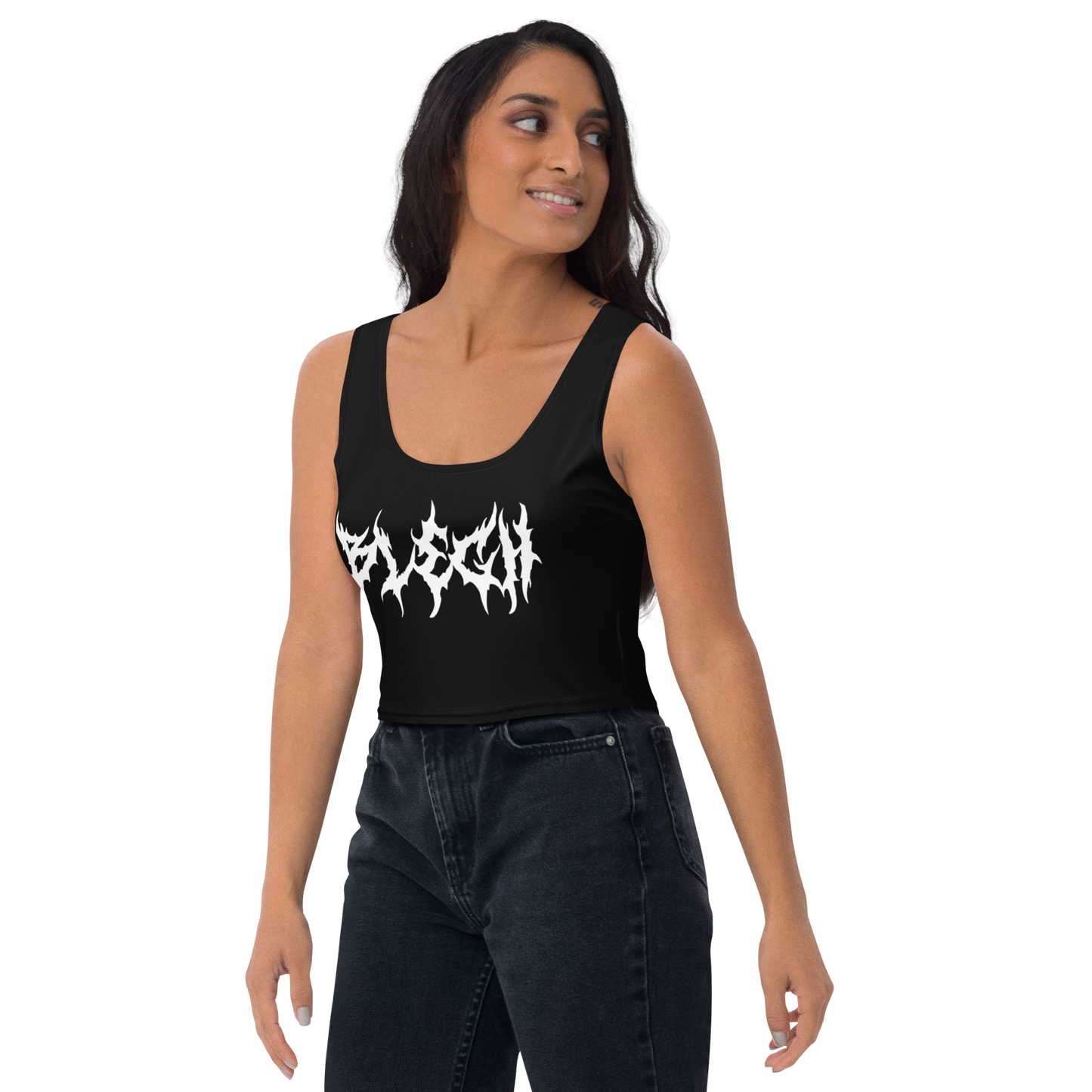 Blegh - Women’s Metal Black Crop Top