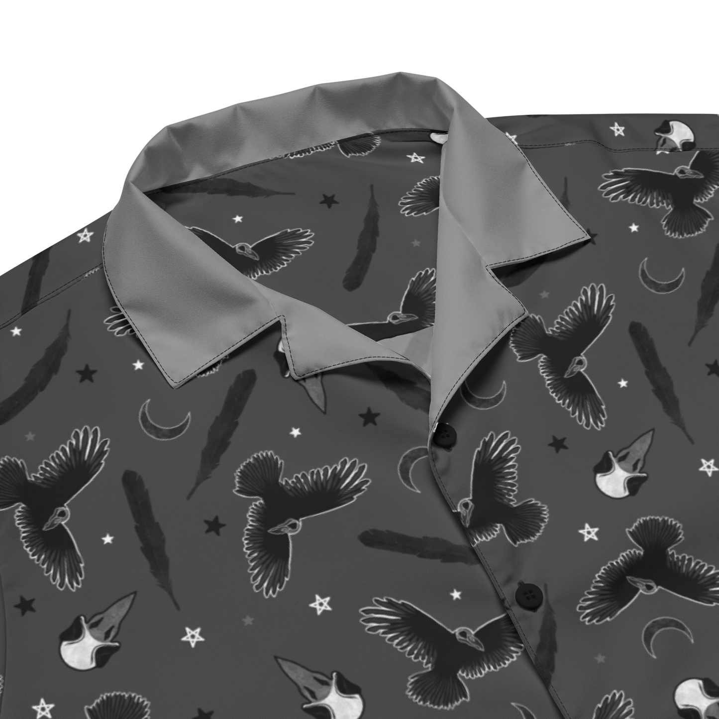 Midnight Raven - Gray Adult Button Shirt