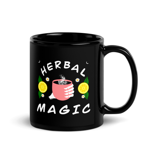 Herbal Magic - Black Ceramic Mug