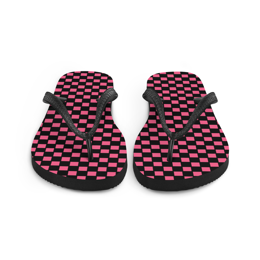 Pink Checkers - Unisex Adult Checkered Flip-Flops