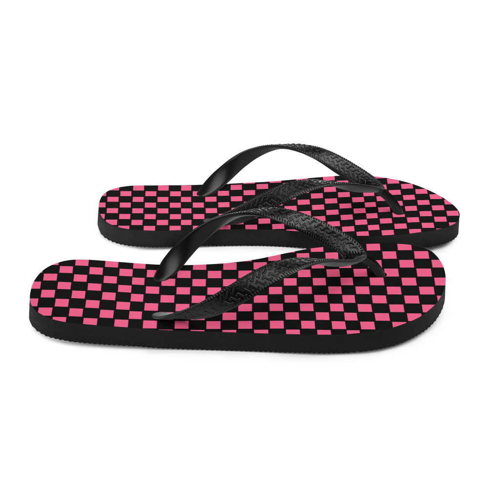 Pink Checkers - Unisex Adult Checkered Flip-Flops