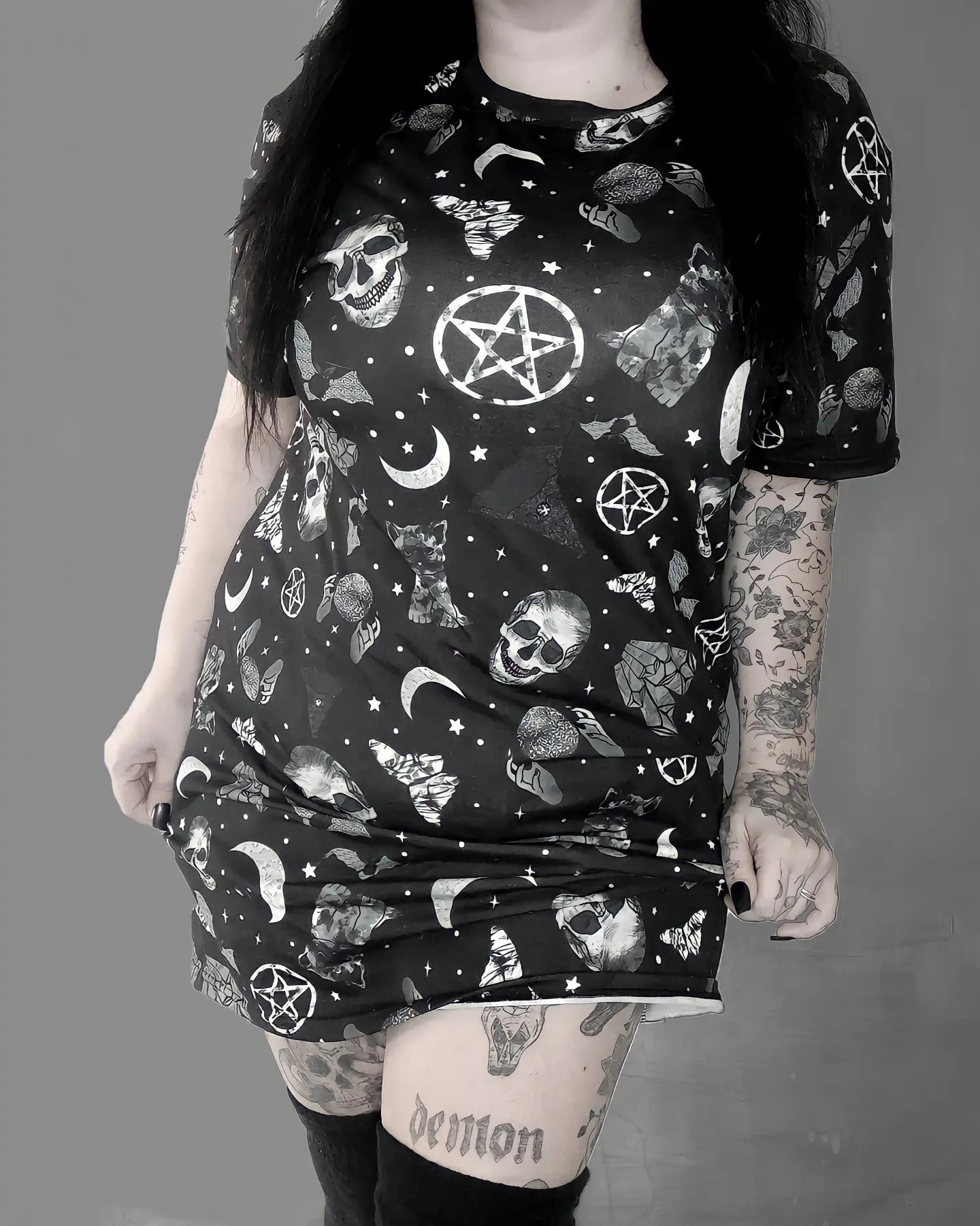 Witchy Vibes - Black All Over Women’s T-shirt Dress